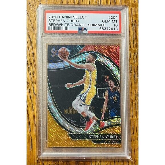 2020 Panini Select Stephen Curry #204 Courtside Red Orange Shimmer PSA 10 Gem - Picture 1 of 2